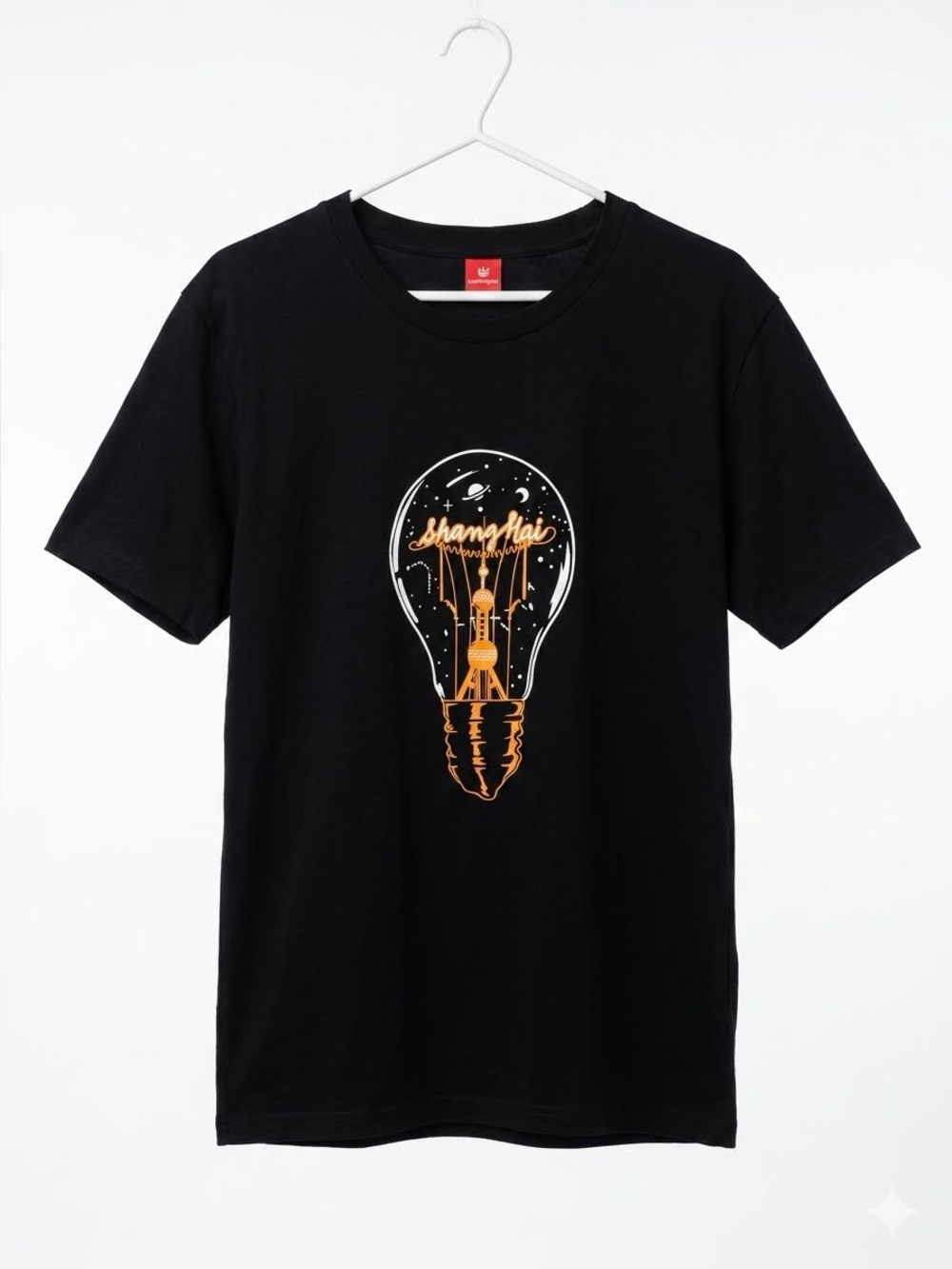 Lushanghai Black Graphic Tee - Shanghai Light Bulb Graphic | Men's Size XL
